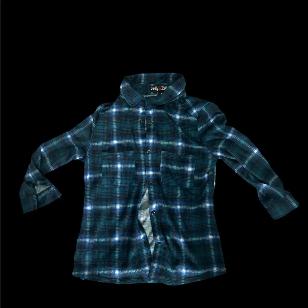 ✨ Blue and white plaid flannel shirt✨ - Picture 1 of 3